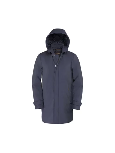Moorer Parka Puchowa Vido Z Odpinanym Kapturem blau niebieska