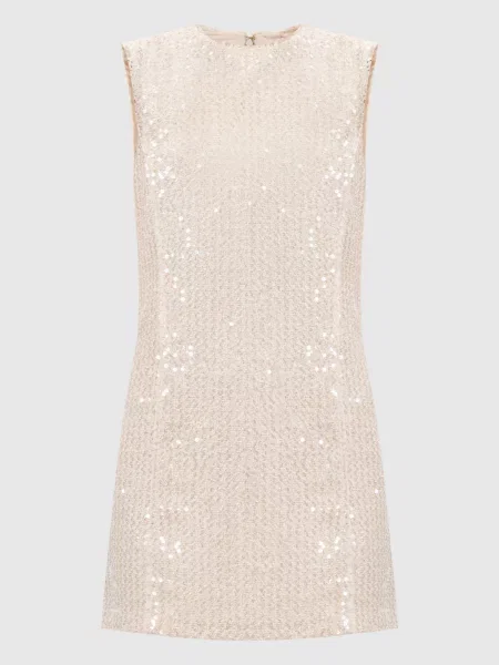 Твідова сукня міні з паєтками Twinset бежева