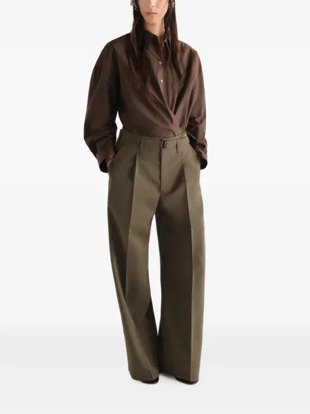 Pantaloni Lemaire de lână verde