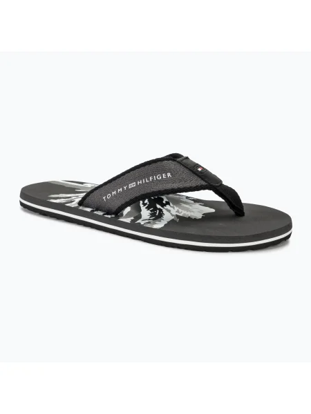 Мъжки джапанки Tommy Hilfiger Palm Print Beach Sandal dark ash сиво