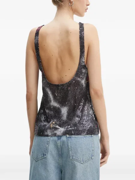 Top Moschino Jeans sa šljokicama crna