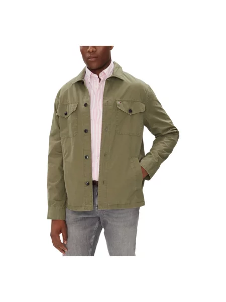 Kurtka koszulowa Tommy Hilfiger z twillu zielona