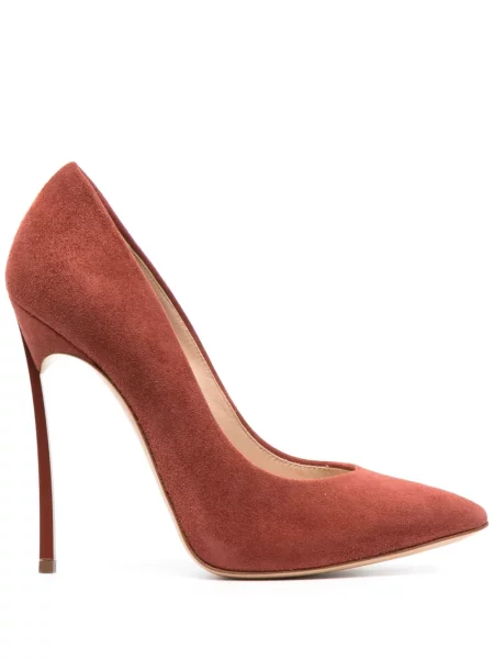 Pantofi cu toc Casadei din piele de căprioară maro