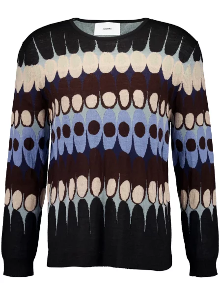 Жакардов пуловер Commas с кръгло деколте синьо