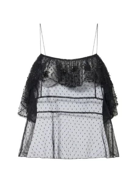 Top Isabel Marant cu broderie din dantelă negru