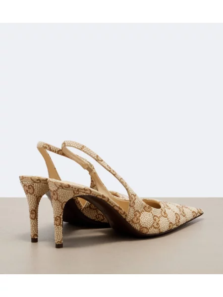 Pantofi cu toc Gucci slingback bej