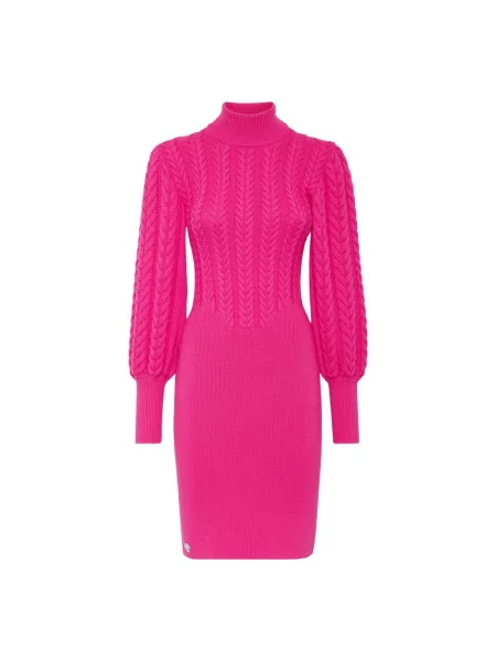Golf sukienka Philipp Plein wełniana garniturowa różowa