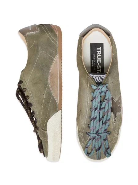 Top Golden Goose din piele de căprioară verde