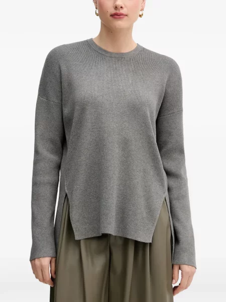Pulover Benetton cu decolteu rotund gri