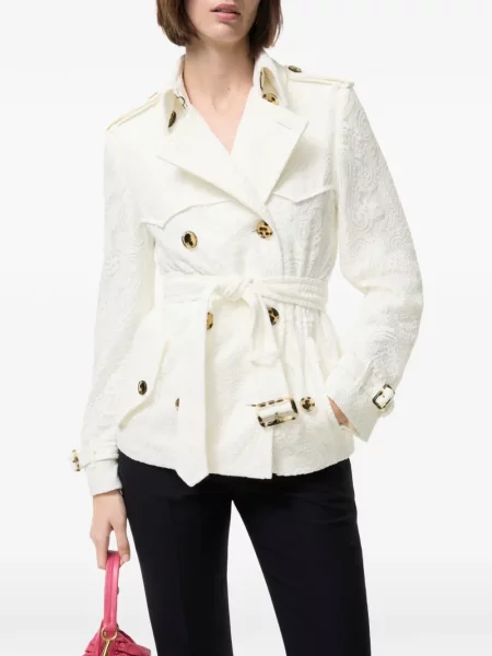 Scurt trenci Burberry cu model paisley din dantelă alb