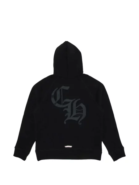Суичър с качулка Chrome Hearts бродиран със сърца черно