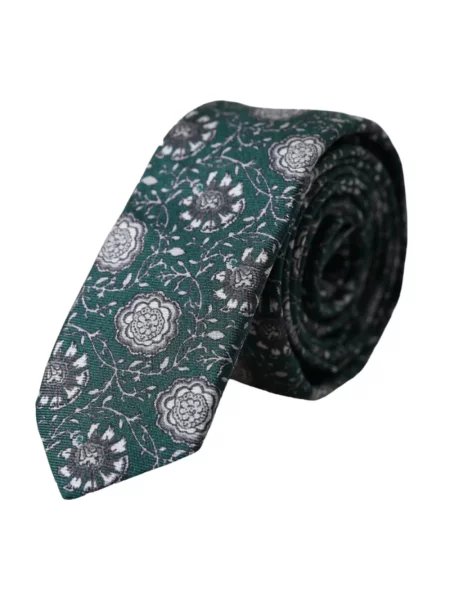 Krawat Dolce And Gabbana w kwiatki z nadrukiem zielony