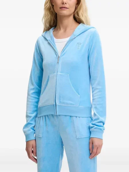 Haftowana bluza z kapturem Juicy Couture niebieska