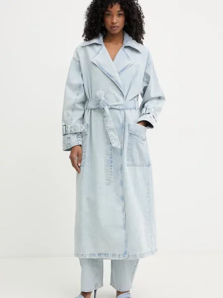 Gestuz trenci de femei din denim albastru