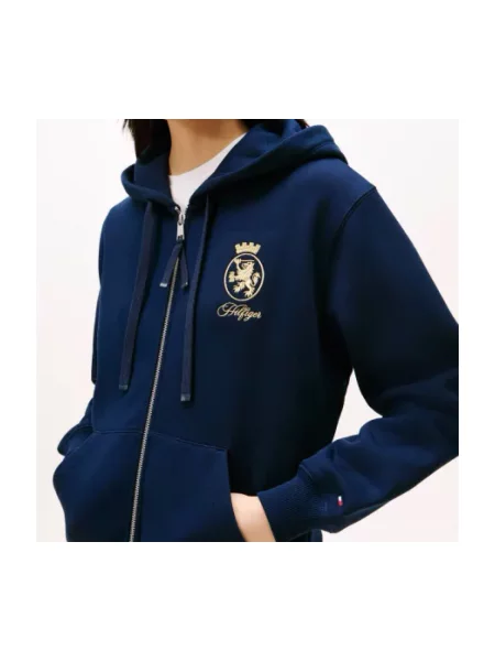 Geacă Tommy Hilfiger din material terry albastru
