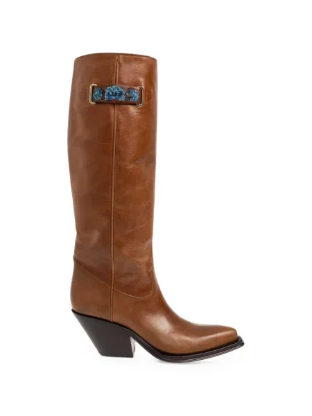 Botine Chloé cu broderie din piele maro
