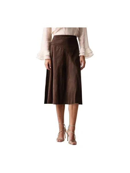 Spódnica midi Guess brązowa