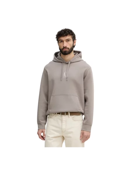 Bluza z kapturem Armani Exchange brązowa