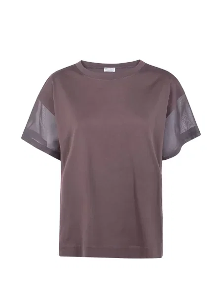 Tricou Brunello Cucinelli plasă maro