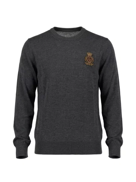Pulover Dolce & Gabbana cu broderie de lână gri