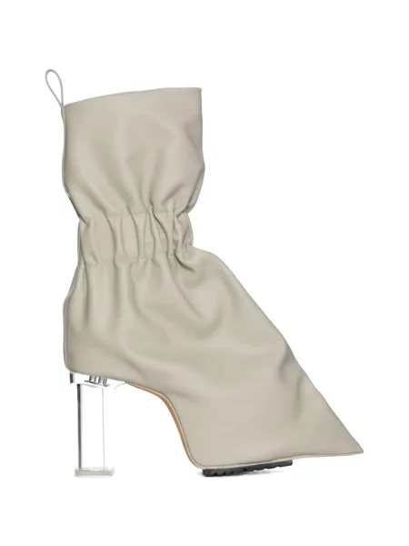 Cizme scurte Rick Owens din piele gri
