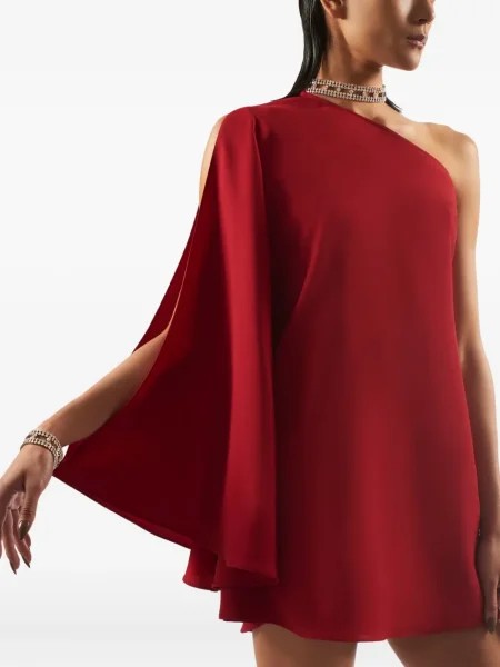Rochie mini Taller Marmo de cristal cu un umăr gol de costum roșu