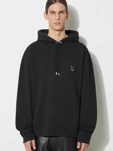 Mikina Maison Kitsuné Bold Fox Head Patch Oversize Hoodie s kapucí hladká černá