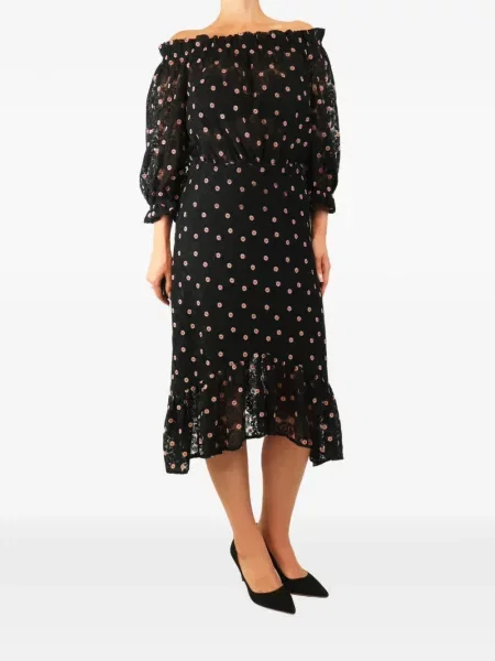Rochie midi Saloni din dantelă negru