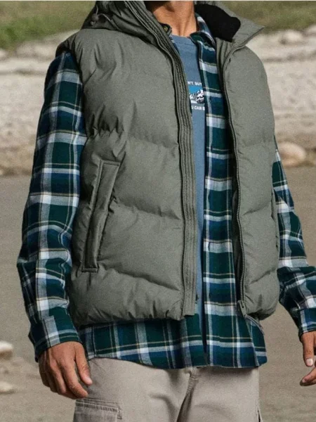 Sinsay Pikowana kamizelka z kapturem beżowy