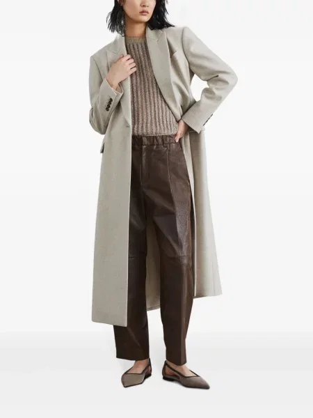 Pantaloni Brunello Cucinelli din piele maro