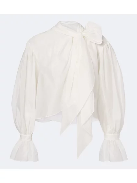 Bluză Polo Ralph Lauren de mătase cu legături alb