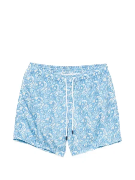 Slip de baie Barba cu imagine cu model paisley albastru