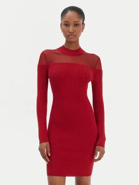 Guess Плетена рокля червен