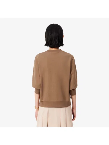 Lacoste Bluza Z Polaru Z Okrągłym Dekoltem Relaxed Fit brązowa