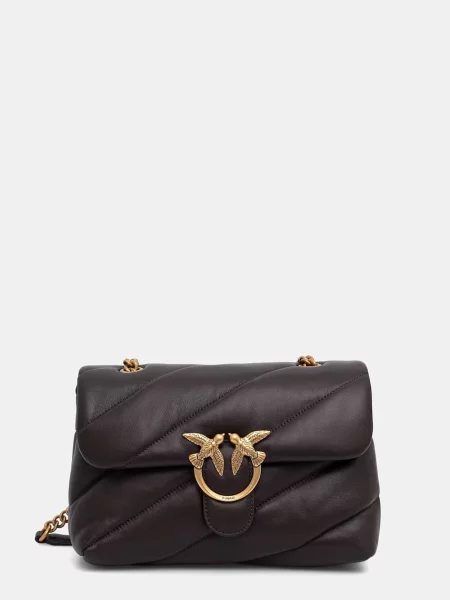 Geanta crossbody Pinko din piele clasică maro