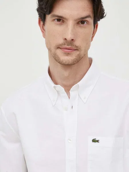 Lacoste camasa din barbati cu guler button-down regular alb