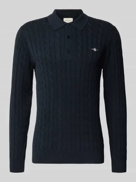 Sweter o kroju regular fit z czystej bawełny Gant granatowy