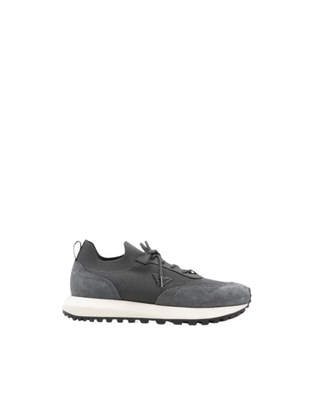 Sneakersy Emporio Armani zamszowe z siateczki szare