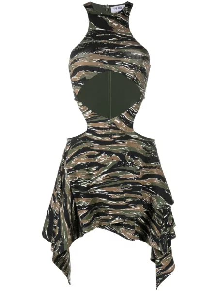 Sukienka The Attico z nadrukiem w kamuflażu zielona