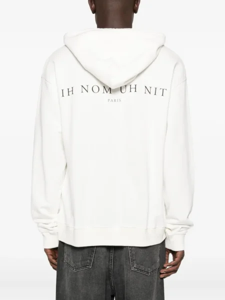 Hanorac cu glugă Ih Nom Uh Nit cu imagine alb