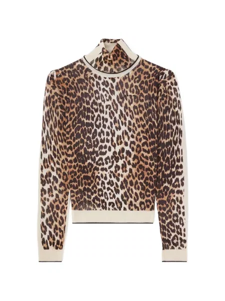 Top Ganni cu imagine cu model leopard maro