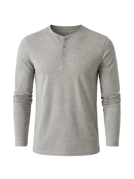 Tricou Patrick Assaraf cu guler henley gri