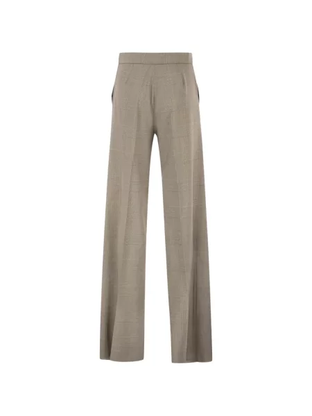 Pantaloni Max Mara de lână în carouri