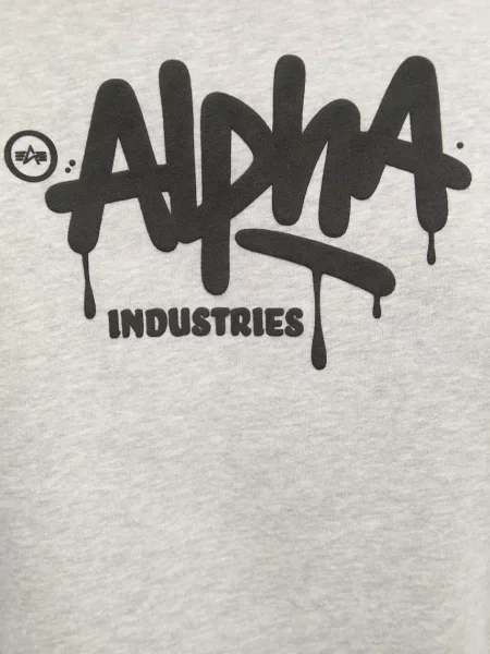 ALPHA INDUSTRIES Tréning póló Signature világosszürke / fekete szürke