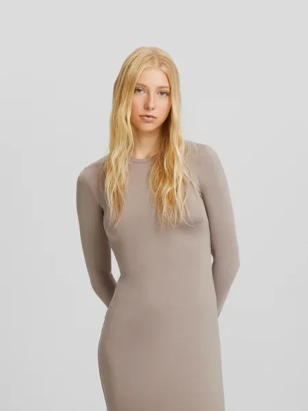 Bershka Rochie închis bej