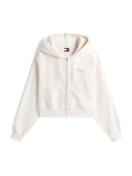 Tommy Jeans Bluză Linear Écru Boxy Fit alb