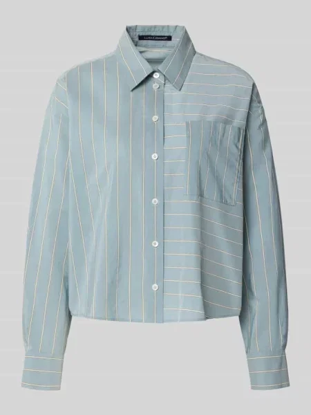 Bluzka o kroju regular fit z kieszenią na piersi Luisa Cerano błękitna