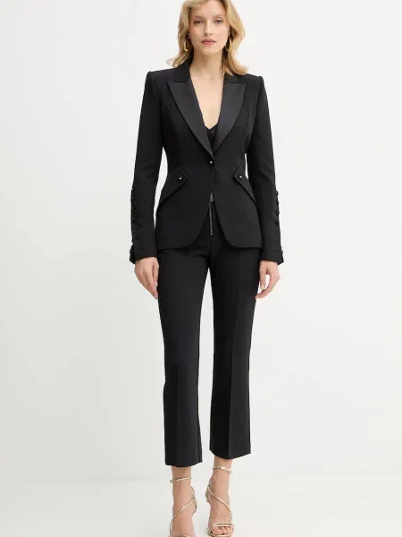 Однотонный пиджак Elisabetta Franchi однобортный черный