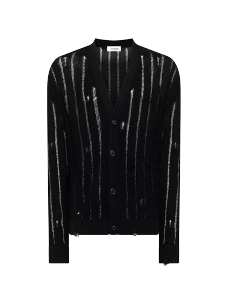 Kardigan Laneus z przetarciami czarny