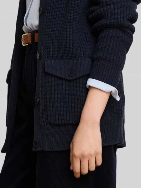 Kardigan rozpinany o kroju loose fit z mieszanki wełny Lauren Ralph Lauren granatowy